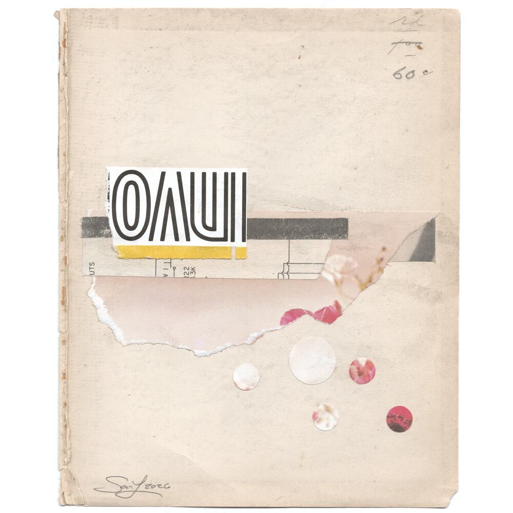 Original Mixed Media Modern Art Collage "Pottle" 5.25x6.75" Signed